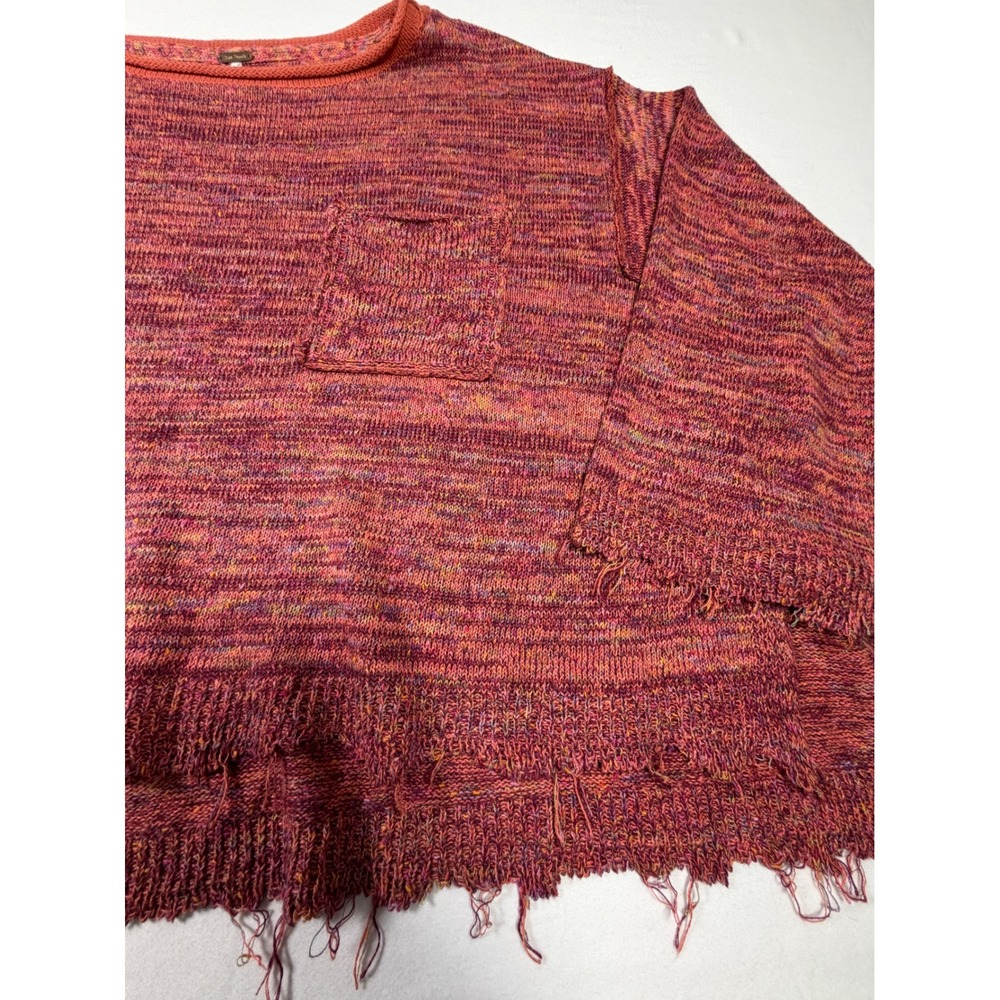 Free People Sweater Space Dye Boho Frayed Hem Oversized Hippie Festival Layered